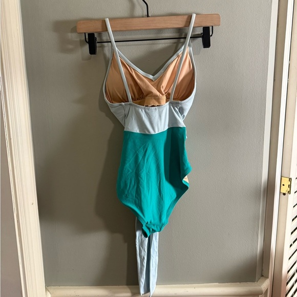 J. Crew Light Blue and Teal One Piece Swimsuit - Picture 2 of 8